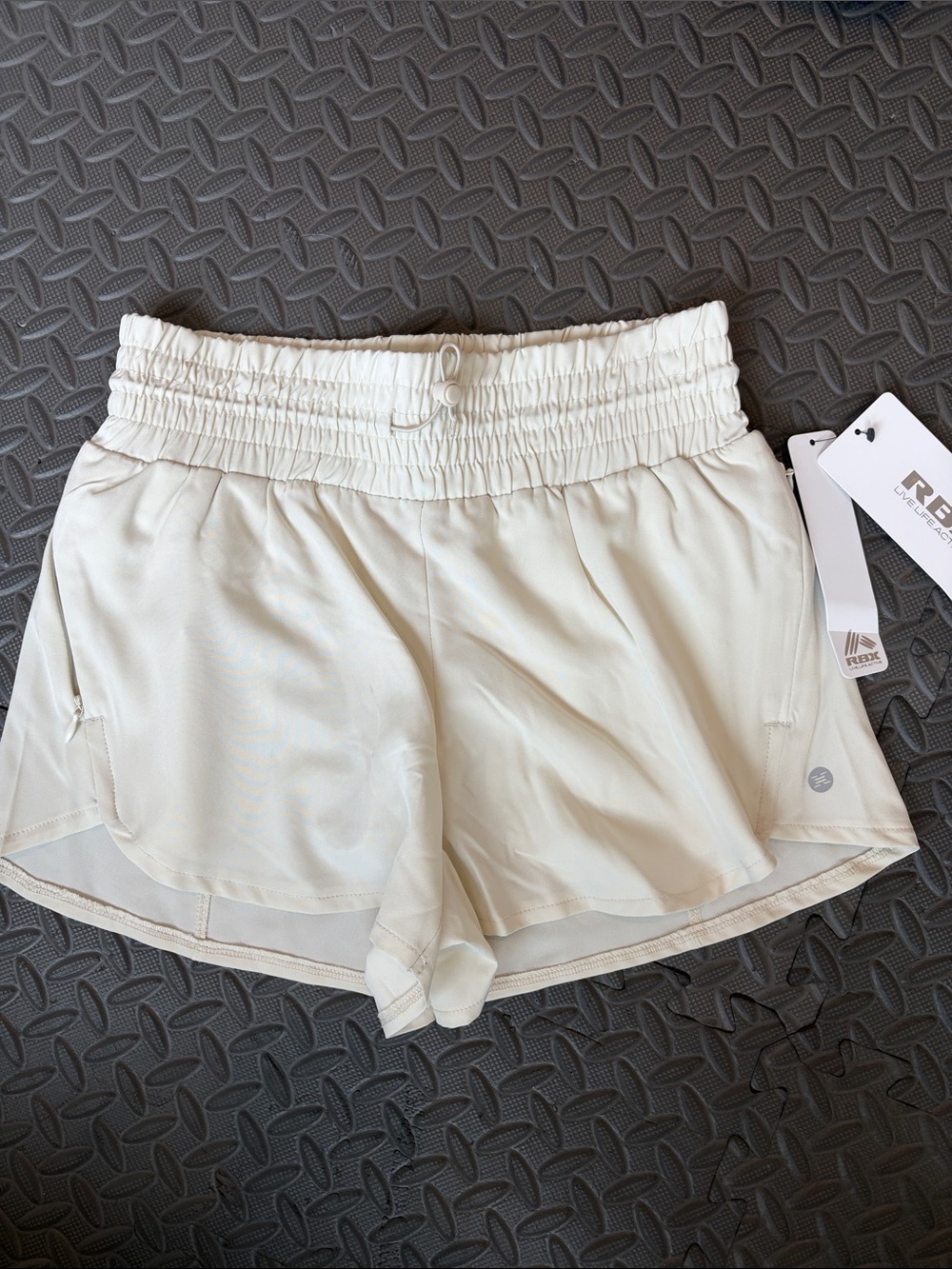 RBX Women's Cream Athletic Shorts with Elastic Waist